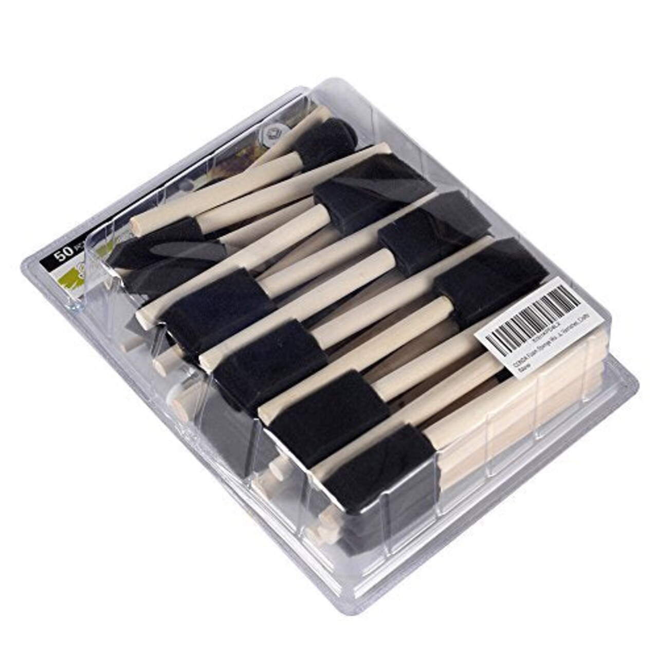 50 Pack 0.5"-2" Different Size Assorted Foam Brush Set Wood Handle Paint Brush Set- Lightweight, Durable, Great for Acrylics, Stains, Varnishes, Crafts